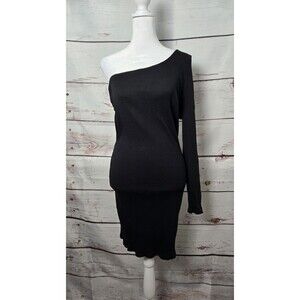 Better Be Womens Dress Size 2X Black Ribbed One Shoulder Cutout Back Bodycon